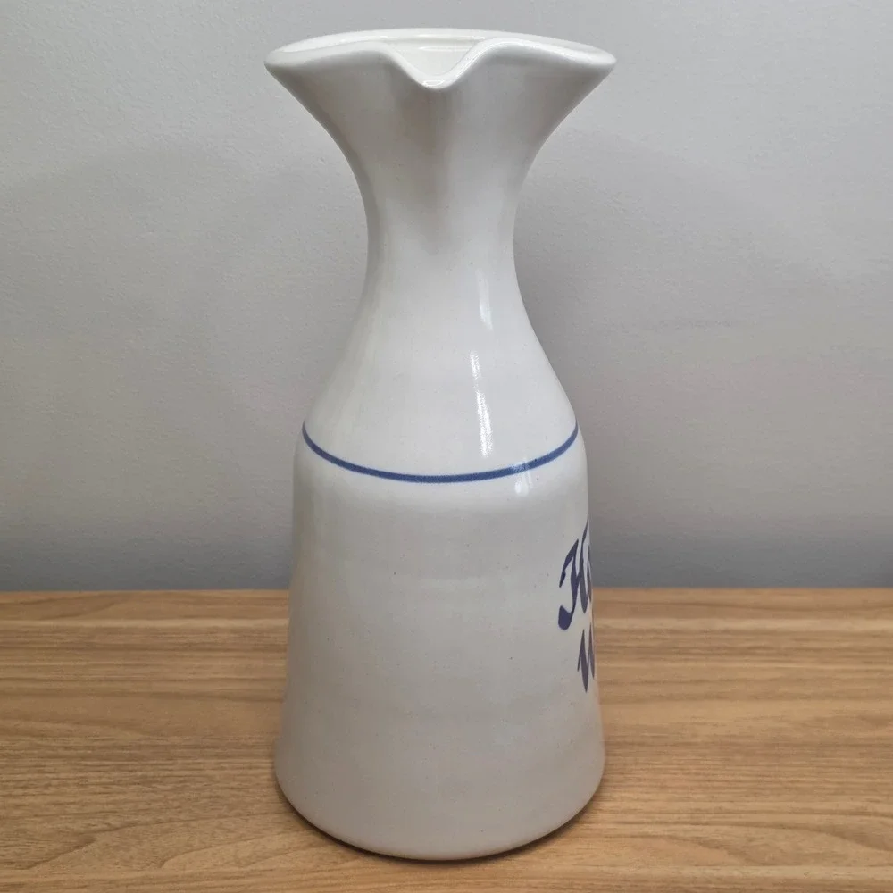 Unbranded House‎ Wine Ceramic Carafe Pitcher White Blue Vintage Bistro 10.5in